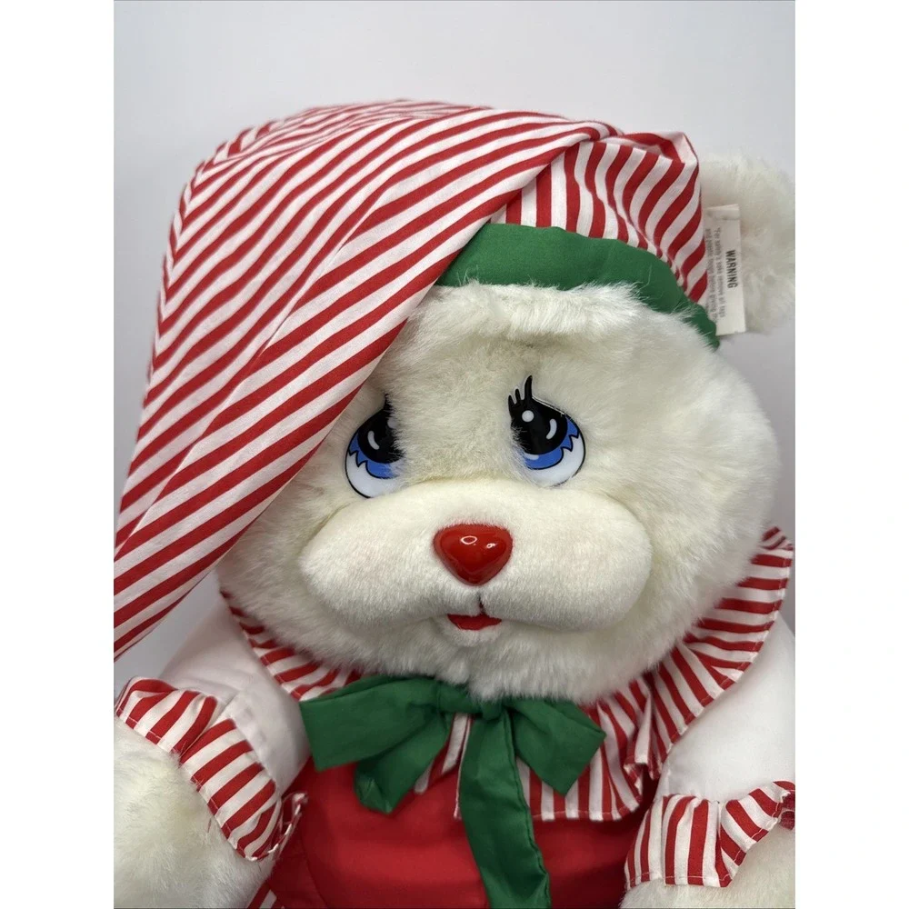 Vtg‎ 1992 White Teddy Bear Happiness Aid By Well Made Toys Christmas Snuggables